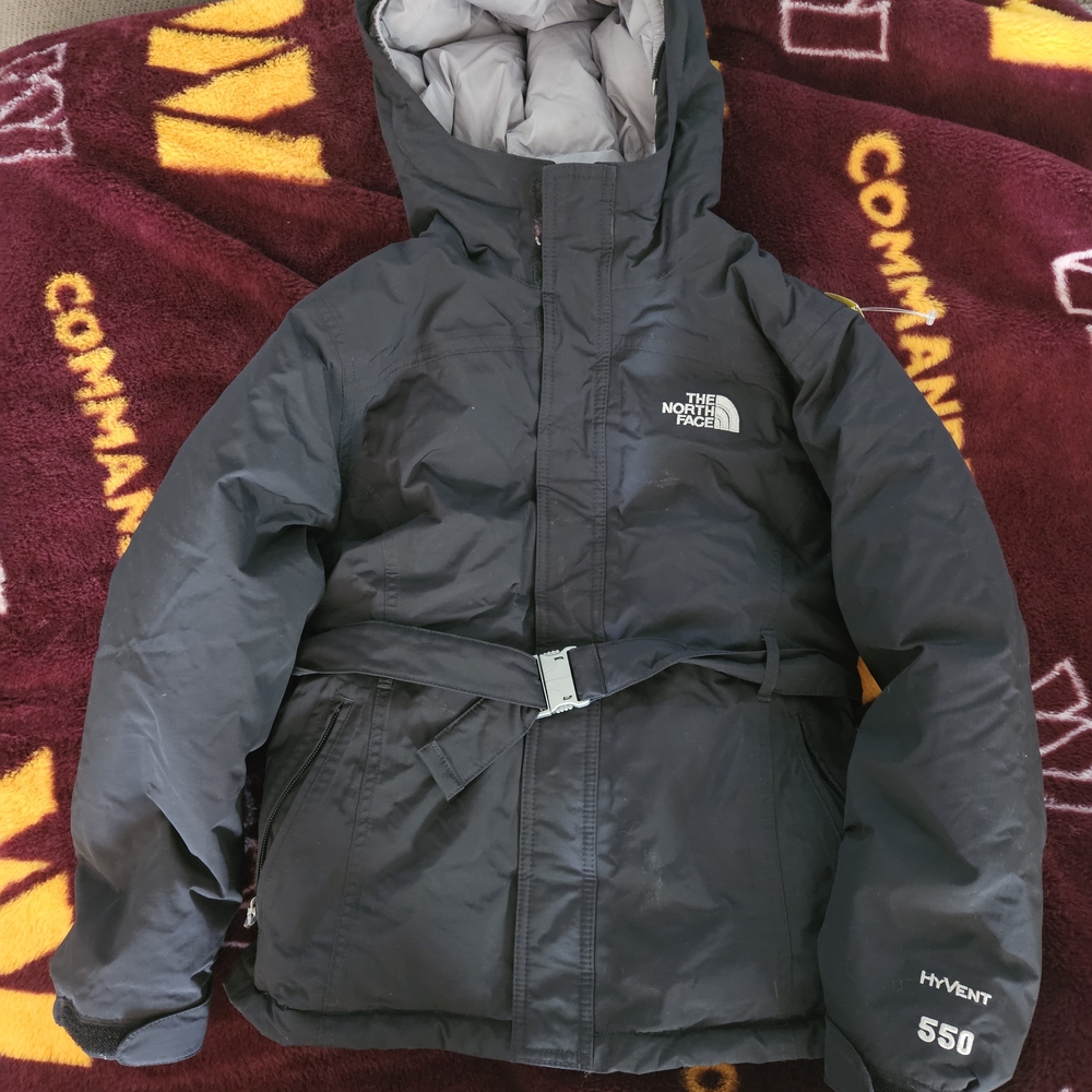The North Face Black Hooded Insulated Belted Jacket